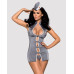 Еротичний костюм стюардеси Obsessive Stewardess 3 pcs costume grey L/XL, сірий, сукня, стрінги, піло - Фото №1