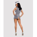 Еротичний костюм стюардеси Obsessive Stewardess 3 pcs costume grey L/XL, сірий, сукня, стрінги, піло - Фото №4