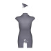 Еротичний костюм стюардеси Obsessive Stewardess 3 pcs costume grey L/XL, сірий, сукня, стрінги, піло - Фото №6