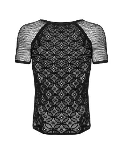 Мужская полупрозрачная футболка с орнаментом Obsessive T102 T-shirt S/M/L, черная - Фото №5