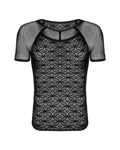 Мужская полупрозрачная футболка с орнаментом Obsessive T102 T-shirt S/M/L, черная - Фото №6