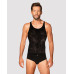 Мужская полупрозрачная майка-борцовка с узором Obsessive T103 tank top S/M/L, черная - Фото №1