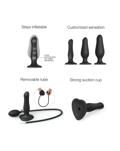 Надувний фалоімітатор Strap-On-Me INFLATABLE DILDO PLUG - NOIR, кулька всередині, діаметр до 6 см - Фото №2