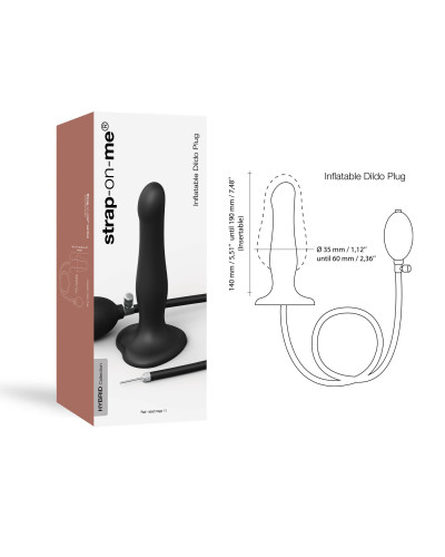 Надувний фалоімітатор Strap-On-Me INFLATABLE DILDO PLUG - NOIR, кулька всередині, діаметр до 6 см - Фото №3