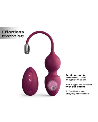 Вагинальные шарики Dorcel LOVE BALLS PLUM, вибрации и движения внутреннего шарика, пульт ДУ - Фото №2