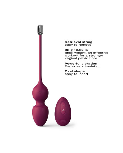 Вагинальные шарики Dorcel LOVE BALLS PLUM, вибрации и движения внутреннего шарика, пульт ДУ - Фото №3