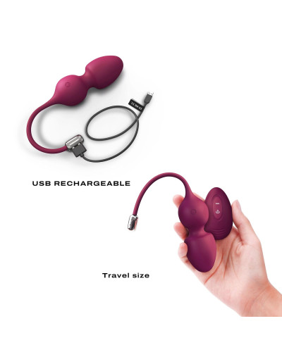 Вагинальные шарики Dorcel LOVE BALLS PLUM, вибрации и движения внутреннего шарика, пульт ДУ - Фото №4