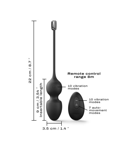 Вагінальні кульки Dorcel LOVE BALLS BLACK, вібрації та рухи внутрішньої кульки, пульт ДК - Фото №5