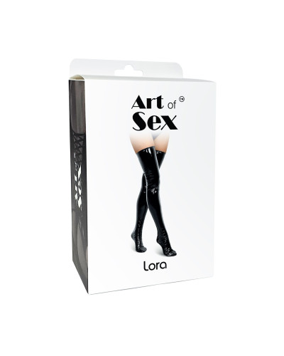 Сексуальні вінілові панчохи Art of Sex - Lora, розмір M, колір чорний - Фото №4