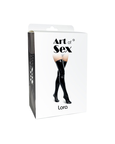 Сексуальные виниловые чулки Art of Sex - Lora, размер L, цвет красный - Фото №3