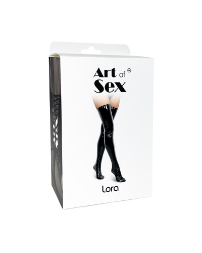 Сексуальные виниловые чулки Art of Sex - Lora, размер S, цвет черный - Фото №4