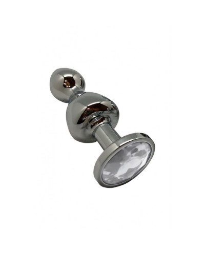 Металлическая анальна пробка Wooomy Lollypop Double Ball Metal Plug M, диаметр 3,1 см, длина 9,4 см - Фото №1