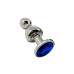 Металева анальна пробка Wooomy Lollypop Double Ball Metal Plug Blue S, діаметр 2,8см, довжина 8,5см - Фото №1