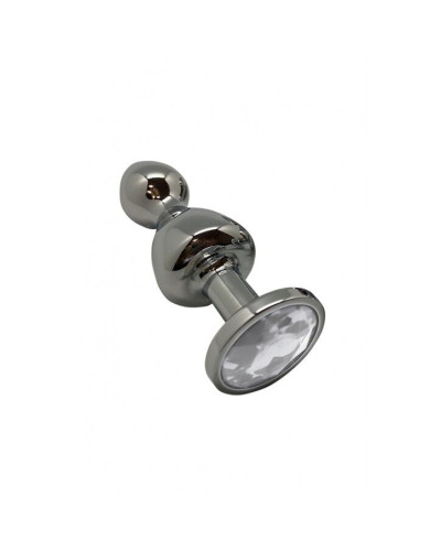 Металлическая анальна пробка Wooomy Lollypop Double Ball Metal Plug S, диаметр 2,8 см, длина 8,5 см - Фото №1