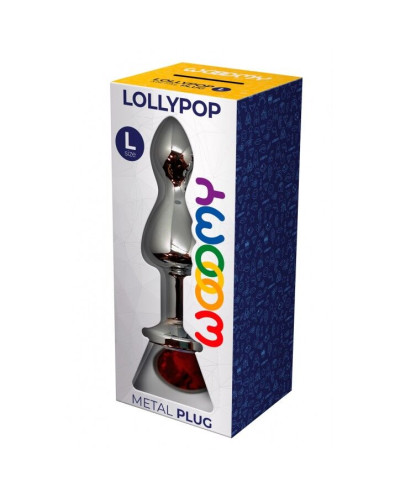 Металева анальна пробка Wooomy Lollypop Double Ball Metal Plug Red L діаметр 3,5 см, довжина 10,5 см - Фото №3