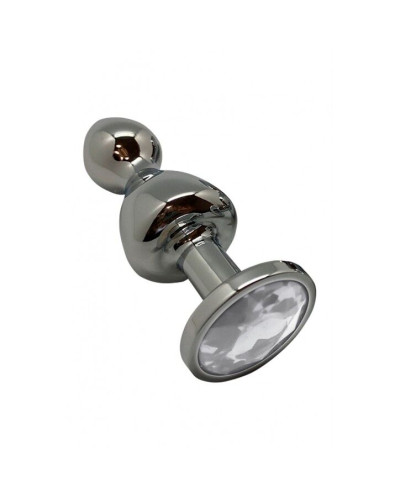 Металева анальна пробка Wooomy Lollypop Double Ball Metal Plug L, діаметр 3,5 см, довжина 10,5 см - Фото №1