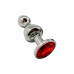 Металева анальна пробка Wooomy Lollypop Double Ball Metal Plug Red M, діаметр 3,1 см, довжина 9,4 см - Фото №1
