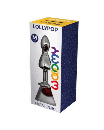 Металева анальна пробка Wooomy Lollypop Double Ball Metal Plug Red M, діаметр 3,1 см, довжина 9,4 см - Фото №3