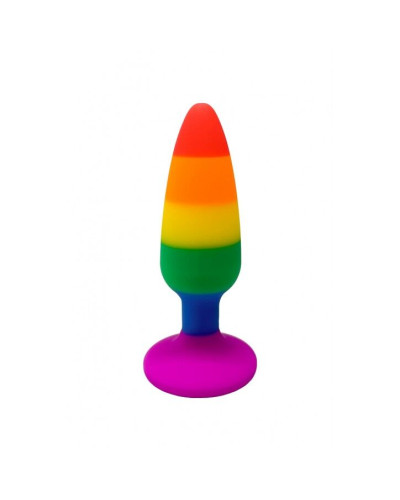 Силіконова анальна пробка Wooomy Hiperloo Silicone Rainbow Plug S, діаметр 2,4 см, довжина 9 см - Фото №2