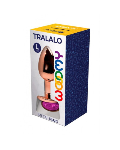 Металева анальна пробка Wooomy Tralalo Rose Gold Metal Plug Magenta L, діаметр 4 см, довжина 9 см - Фото №2