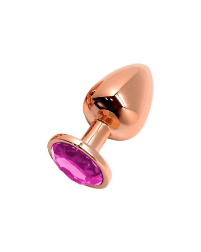 Металева анальна пробка Wooomy Tralalo Rose Gold Metal Plug Magenta M, діаметр 3,4 см, довжина 8 см - Фото №1