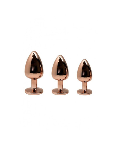 Металлическая анальная пробка Wooomy Tralalo Rose Gold Metal Plug Size M, диаметр 3,4 см, длина 8 см - Фото №3