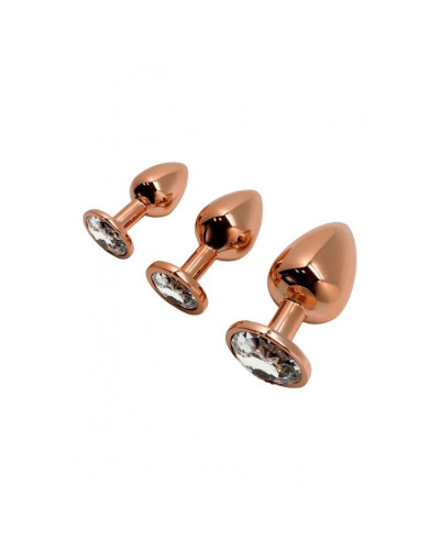 Металлическая анальная пробка Wooomy Tralalo Rose Gold Metal Plug Size M, диаметр 3,4 см, длина 8 см - Фото №4