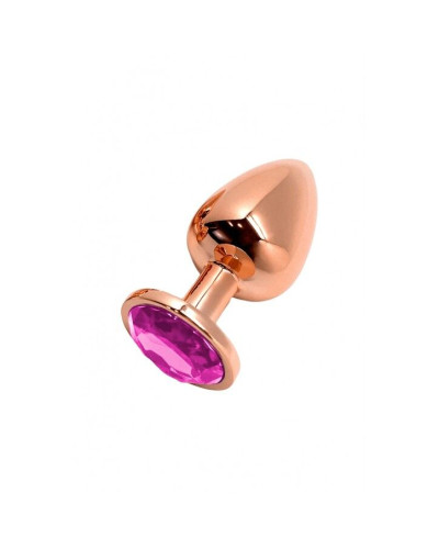 Металлическая анальная пробка Wooomy Tralalo Rose Gold Metal Plug Magenta S диаметр 2,8см, длина 7см - Фото №1