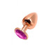 Металлическая анальная пробка Wooomy Tralalo Rose Gold Metal Plug Magenta S диаметр 2,8см, длина 7см - Фото №1
