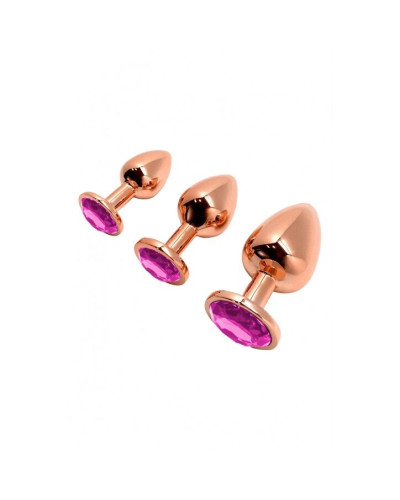 Металлическая анальная пробка Wooomy Tralalo Rose Gold Metal Plug Magenta S диаметр 2,8см, длина 7см - Фото №4