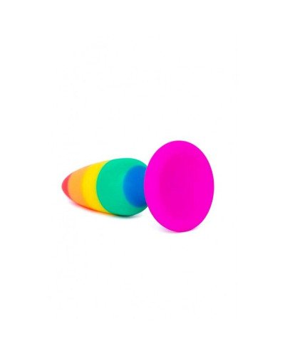 Силіконова анальна пробка Wooomy Hiperloo Silicone Rainbow Plug L, діаметр 3,9 см, довжина 13,1 см - Фото №2