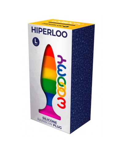 Силіконова анальна пробка Wooomy Hiperloo Silicone Rainbow Plug L, діаметр 3,9 см, довжина 13,1 см - Фото №3
