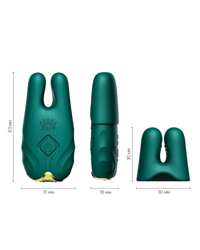Смарт-вібратор для грудей Zalo - Nave Turquoise Green, пульт ДК, робота через додаток - Фото №3