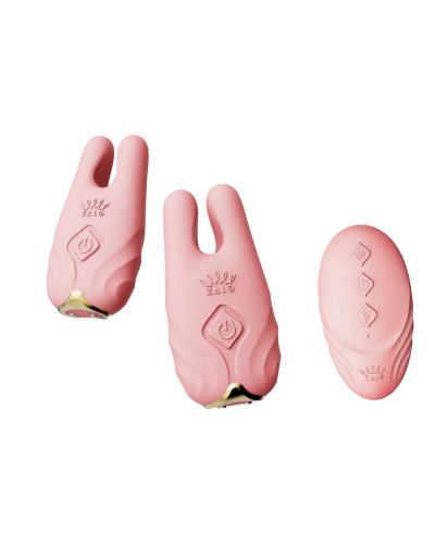 Смарт-вибратор для груди Zalo - Nave Coral Pink, пульт ДУ, работа через приложение - Фото №1