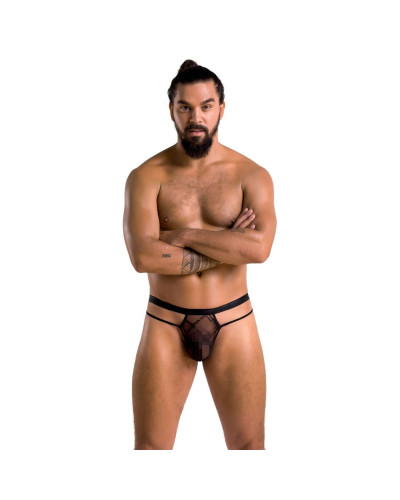 Мужские прозрачные стринги Passion 029 THONG COLLIN L/XL Black, сетка - Фото №3