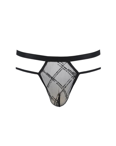 Мужские прозрачные стринги Passion 029 THONG COLLIN L/XL Black, сетка - Фото №5