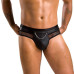 Мужские трусы с цепочкой Passion 030 SLIP TOM L/XL Black, экокожа, открытые ягодицы - Фото №1