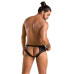 Мужские трусы с цепочкой Passion 030 SLIP TOM L/XL Black, экокожа, открытые ягодицы - Фото №4