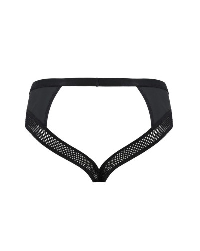 Мужские трусы с цепочкой Passion 030 SLIP TOM L/XL Black, экокожа, открытые ягодицы - Фото №6