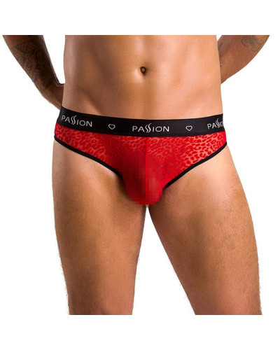 Чоловічі напівпрозорі труси Passion 031 SLIP MIKE S/M Red, під леопард - Фото №1