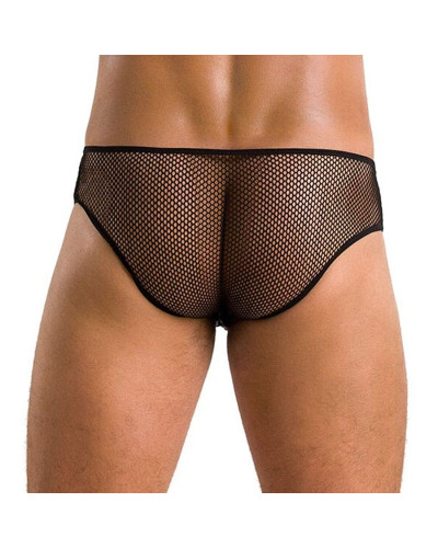 Чоловічі труси зі шнурівкою Passion 035 SLIP RICHARD L/XL Black, екошкіра, сітка - Фото №2