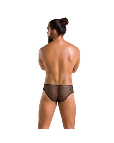 Чоловічі труси зі шнурівкою Passion 035 SLIP RICHARD L/XL Black, екошкіра, сітка - Фото №4