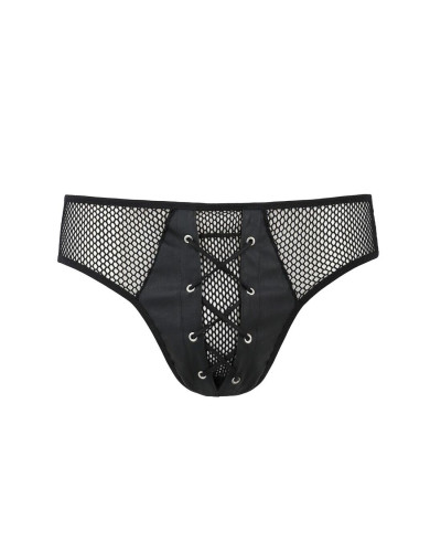 Мужские трусы со шнуровкой Passion 035 SLIP RICHARD S/M Black, экокожа, сетка - Фото №5