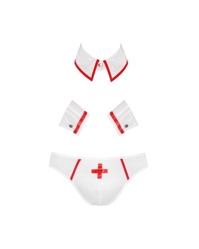 Комплект еротичної чоловічої білизни Passion 037 GREGORY XXL/XXXL White, труси, комірець, манжети - Фото №5