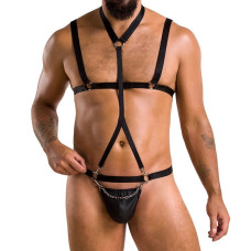 Комплект мужского белья из стреп Passion 039 SET ANDREW S/M Black, стринги, шлейка