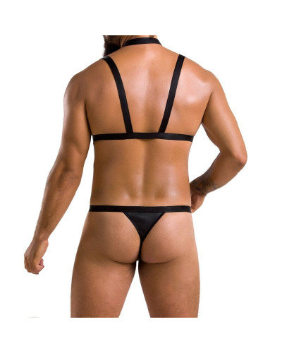 Комплект чоловічої білизни зі стреп Passion 039 SET ANDREW S/M Black, стринги, шлейки - Фото №2