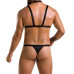 Комплект чоловічої білизни зі стреп Passion 039 SET ANDREW S/M Black, стринги, шлейки - Фото №2
