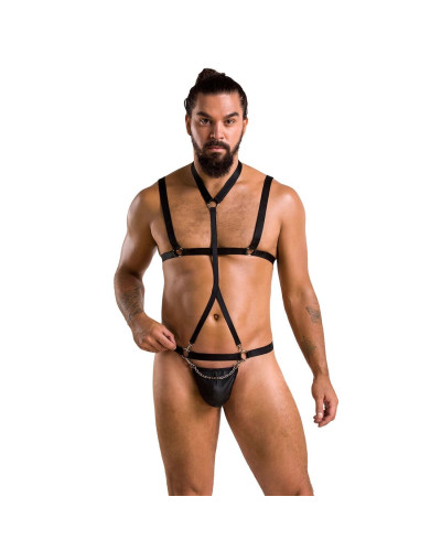 Комплект чоловічої білизни зі стреп Passion 039 SET ANDREW S/M Black, стринги, шлейки - Фото №3