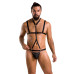 Комплект чоловічої білизни зі стреп Passion 039 SET ANDREW S/M Black, стринги, шлейки - Фото №3