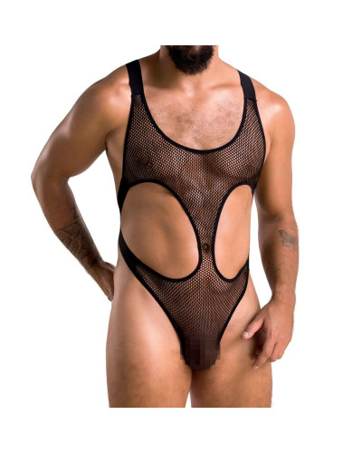 Чоловіче сітчасте боді Passion 040 LEON S/M Black, сітка, резинки - Фото №1
